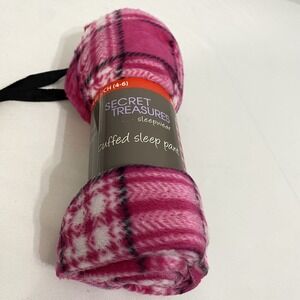 Women's Secret Treasures Cuffed Sleep Pants Size Small 4-6 Plaid Pink Fleece NEW